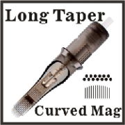 ELITE II Needle Cartridge-19 Curved Magnum-Long Taper-Open Tip - Box of 20